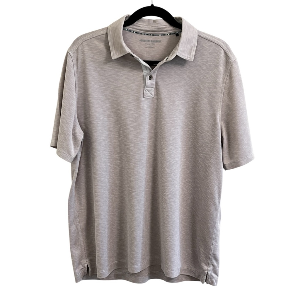 Johnston & Murphy Gray Polo Shirt Classic Office Casual Short Sleeves Size Large